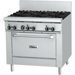 Garland GFE36-2G24R Natural Gas 2 Burner 36" Range with Flame Failure Protection and Electric Spark Ignition, 24" Griddle, and Standard Oven - 120V, 126,000 BTU