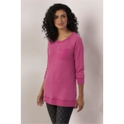 Women Autumn Waffle T-Shirt by Soft Surroundings, in Cerise Pink size 1X (18-20)