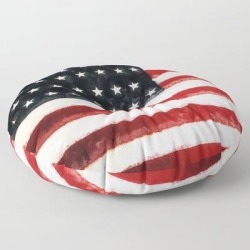 Usa Flag ~ American Flag ~ Ginkelmier Inspired Floor Pillow by Ginkelmier - ROUND - 30" x 30"
