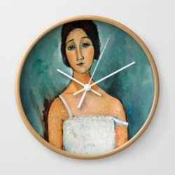 Egon Schiele Houses With Laundry Wall Clock by Restored Art And History - Natural - White