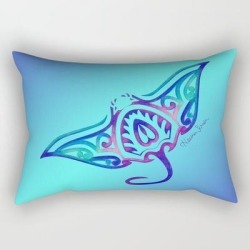 Rectangular Pillow | Tribal Manta Ray by Artsytoocreations - Small (17" x 12") - Society6