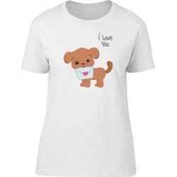 I Love You Puppy With Letter Tee Women's -Image by Shutterstock (S), White(cotton, Graphic)
