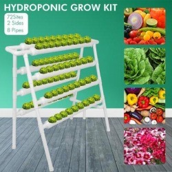 ihometea Hydroponic Grow-Kit 2 Sides 72 Plant Sites 8 PVC Pipe Growing System in White, Size 40.6 H x 38.5 W x 23.6 D in | Wayfair