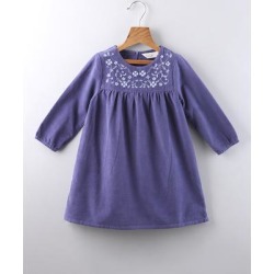 Beebay Girls' Casual Dresses Blue - Blue Floral Embroidered Corduroy Babydoll Dress - Newborn, Infant, Toddler & Girls found on Bargain Bro from zulily.com for USD $11.39