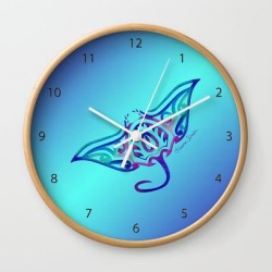 Wall Clock | Tribal Manta Ray by Artsytoocreations - Natural - White - Society6