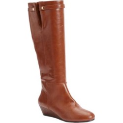 Women's The Ellington Wide Calf Boot by Comfortview in Cognac (Size 12 M) found on Bargain Bro from Jessica London for USD $56.99