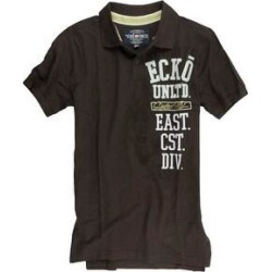 petite Ecko Unltd. Mens Ss Vertical Numeral Rugby Polo Shirt (Brown - X-Small), Men's(cotton, embroidered)