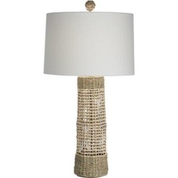 The Natural Light Dana 32.5" Natural Table Lamp Linen, Crystal in White, Size 32.5 H x 17.0 W x 17.0 D in | Wayfair 222-89015