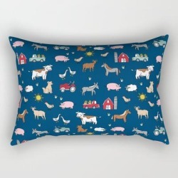 Rectangular Pillow | Farm Animals Nature Sanctuary Cow Pig Goats Chickens Kids Gender Neutral by Andrea Lauren Design - Small (17" x 12") - Society6