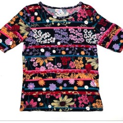 Lularoe Tops | Floral Short Sleeve Top | Color: Black/Pink | Size: L found on Bargain Bro from poshmark, inc. for USD $7.60