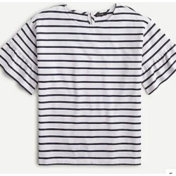 J. Crew Tops | Jcrew Mariner Cloth Ruffle-Sleeve T-Shirt *Firm Price | Color: Black | Size: M