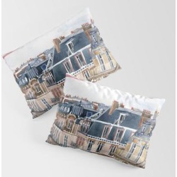 Roofs Of Paris King Size Pillow Sham by Takmaj - STANDARD SET OF 2 - Cotton