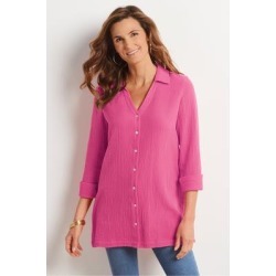 Women's Escambia Shirt by Soft Surroundings, in Magenta size XS (2-4)