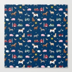 Canvas Print | Farm Animals Nature Sanctuary Cow Pig Goats Chickens Kids Gender Neutral by Andrea Lauren Design - LARGE - Society6