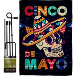Breeze Decor Skull 2-Sided Polyester 18.5 x 13 ft. Flag Set in Black/Brown, Size 222.0 H x 156.0 W in | Wayfair BD-SW-GS-115180-IP-BO-D-US21-BD found on Bargain Bro from Wayfair for USD $37.23