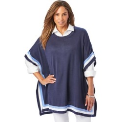 Plus Size Women's Colorblock Poncho by Jessica London in Navy Combo (Size 1X/2X) found on Bargain Bro from Roamans.com for USD $34.20