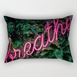 Rectangular Pillow | Breathe, Neon, Pink Neaon by Moonconcept - Small (17" x 12") - Society6