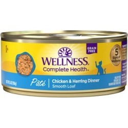 Wellness Complete Health Natural Grain Free Chicken & Herring Pate Wet Cat Food, 5.5 oz., Case of 24, 24 X 5.5 OZ