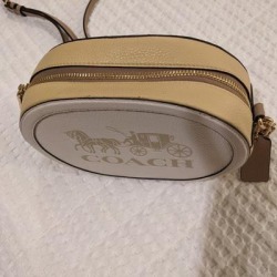 Coach Bags | Coach Camera Bag In Color Block With Horse And Carriage Pebbled Leather | Color: Cream | Size: Os found on Bargain Bro Philippines from poshmark, inc. for $95.00