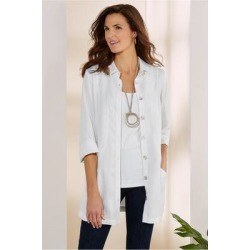 Women Rendezvous Shirt by Soft Surroundings, in White size 1X (18-20)