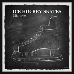'Ice Hockey Skates Mid 1960s II' Framed Painting Print