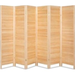 72" 6 Panel Wood Folding Freestanding Room Divider Privacy Screen - 5.9ft (Log Color)