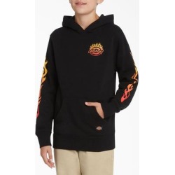 Dickies Boy's Flame Logo Hoodie - Black Size XL (L10649)