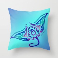 Couch Throw Pillow | Tribal Manta Ray by Artsytoocreations - Cover (16" x 16") with pillow insert - Indoor Pillow - Society6