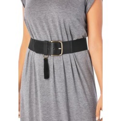 Plus Size Women's Stretch Tassel Belt by Roaman's in Black (Size XL)