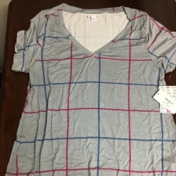 Lularoe Tops | Soft Plaid Christy | Color: Gray/Pink | Size: M found on Bargain Bro from poshmark, inc. for USD $9.12