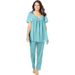Plus Size Women's Silky 2-Piece PJ Set by Only Necessities in Pale Ocean (Size L) Pajamas found on Bargain Bro from Roamans.com for USD $34.19