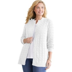 Plus Size Women's Cotton Cable Knit Cardigan Sweater by Woman Within in White (Size 1X) found on Bargain Bro Philippines from fullbeauty for $43.19
