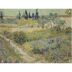 Winston Porter Browerville Bluhender Garten Mit Pfad Tapestry Polyester in Green, Size 37.5 H x 27.5 W in | Wayfair