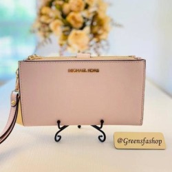 Michael Kors Bags | Michael Kors Wallet Double Zip Leather Wristlet Pink | Color: Pink | Size: Large found on Bargain Bro from poshmark, inc. for USD $89.68