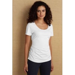 Women Ruched T-Shirt by Soft Surroundings, in White size 1X (18-20)