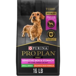 Purina Pro Plan Sensitive Skin & Stomach, Salmon & Rice Formula Small Breed Dry Dog Food, 16 lbs.