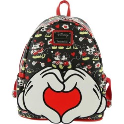Loungefly Mickey+Minnie Heart Hands Mini Backpack Black/Red/White/Yellow found on Bargain Bro from ShoeMall.com for USD $57.00