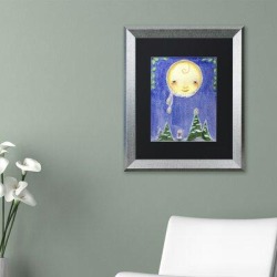 Trademark Fine Art 'Holiday Moon' Print on Canvas & Fabric in Blue/Green/Yellow, Size 20.0 H x 16.0 W x 0.5 D in | Wayfair ALI3093-S1620BMF found on Bargain Bro Philippines from Wayfair for $98.99
