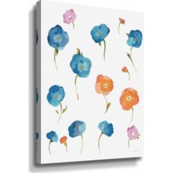 Winston Porter Retro Flowers I - Painting Print on Canvas & Fabric in Blue/Orange, Size 18.0 H x 14.0 W x 2.0 D in | Wayfair found on Bargain Bro from Wayfair for USD $30.39