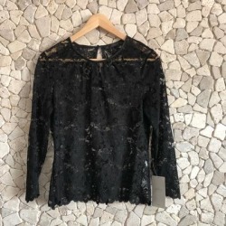 Zara Tops | Black Lace Semi Long Sleeve Top. | Color: Black | Size: M found on Bargain Bro Philippines from poshmark, inc. for $30.00