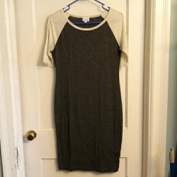 Lularoe Dresses | Grey White Baseball Jersey Body Con Dress In A Thin Polyrayonspandex Julia | Color: Gray/White | Size: Xs