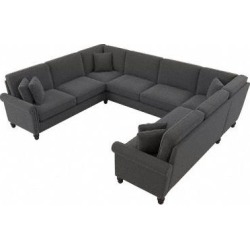 Bush Furniture Coventry 125W U Shaped Sectional Couch in Charcoal Gray Herringbone - Bush Furniture CVY123BCGH-03K found on Bargain Bro Philippines from totally furniture for $2654.99