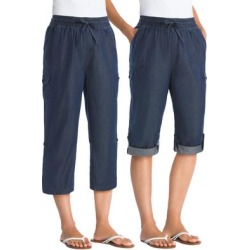 Plus Size Women's Convertible Length Cargo Capri Pant by Woman Within in Indigo (Size 34 WP) found on Bargain Bro from Woman Within for USD $22.34