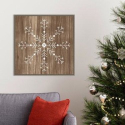 The Holiday Aisle® Barnwood Wonderland I Snowflake by June Erica Vess - Floater Frame Graphic Art on Canvas & Fabric in Gray | Wayfair found on Bargain Bro from Wayfair for USD $80.55