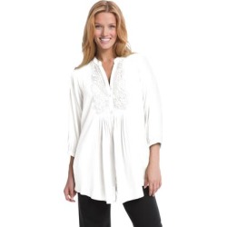 Plus Size Women's Crochet Detail Tunic Blouse by Woman Within in White (Size 26/28) found on Bargain Bro Philippines from fullbeauty for $39.99