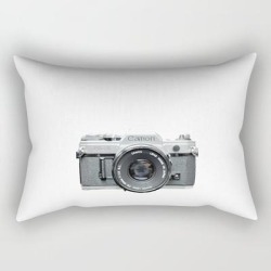 Vintage Camera Phone Rectangular Pillow by Art By Jess - Small (17" x 12")