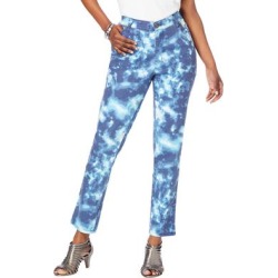 Plus Size Women's Straight-Leg Jean with Invisible Stretch by Denim 24/7 by Roaman's in Navy Acid Tie Dye (Size 40 W) found on Bargain Bro from Roamans.com for USD $39.66