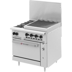 Wolf C36S-2B24CBN Challenger XL Series Natural Gas 36" Range with 2 Burners, 24" Charbroiler, and Standard Oven - 159,000 BTU