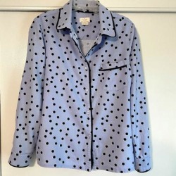 Kate Spade Intimates & Sleepwear | Kate Spade Dream A Little Dream Blue Polka Dot Long Sleeve Button Pajama Top M | Color: Black/Blue | Size: M found on Bargain Bro from poshmark, inc. for USD $19.00