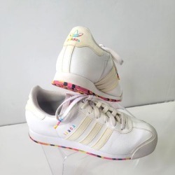 Adidas Shoes | Adidas Samoa White Leather Rainbow Shoes | Color: Pink/White | Size: 8.5